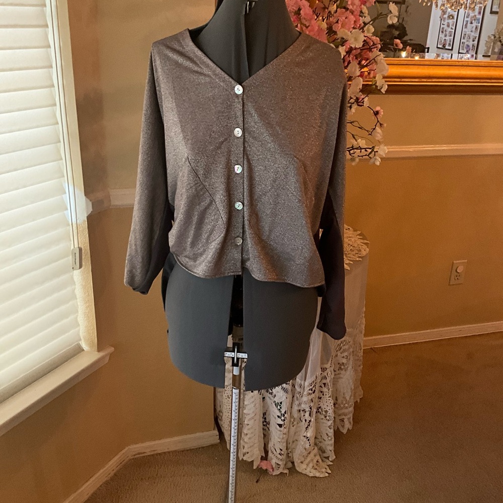 Shimmering Button-Up Cardigan